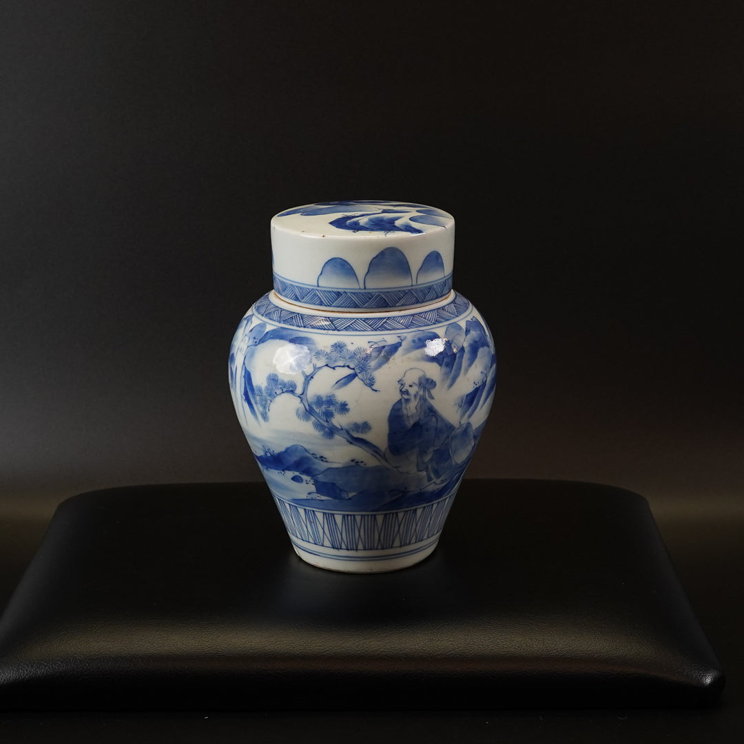 古伊万里 染付山水文 茶壺