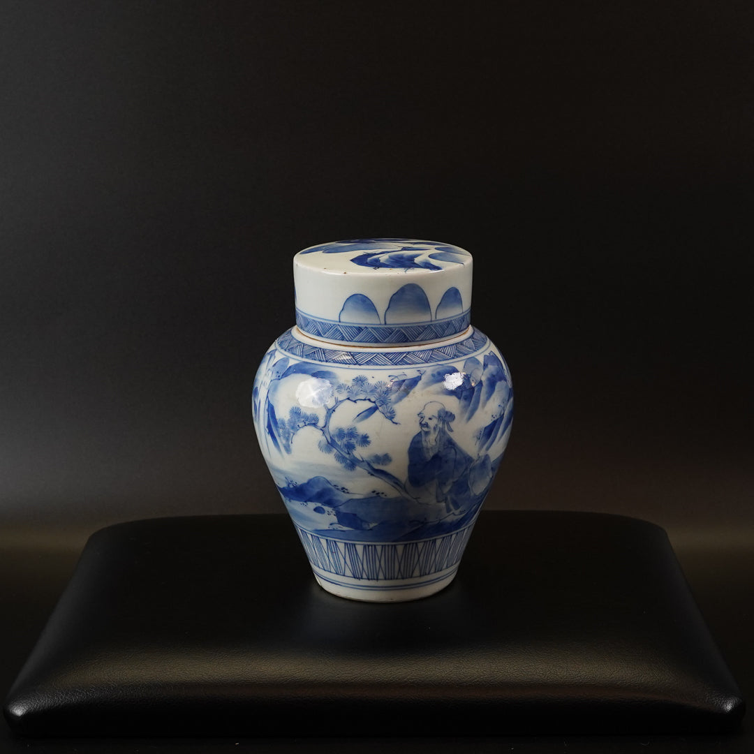 古伊万里 染付山水文 茶壺