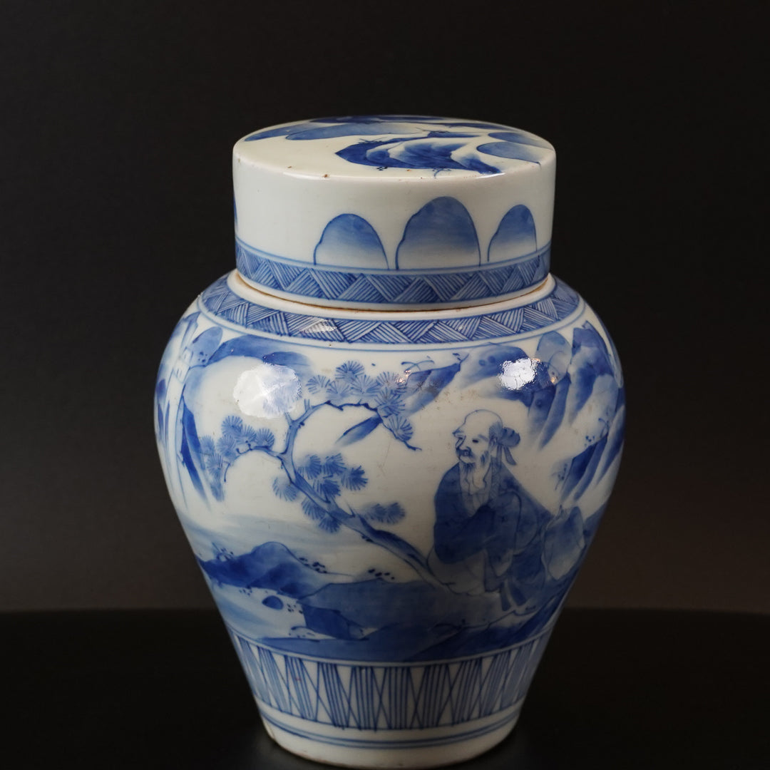 古伊万里 染付山水文 茶壺