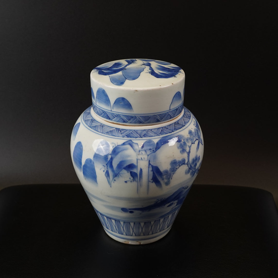 古伊万里 染付山水文 茶壺
