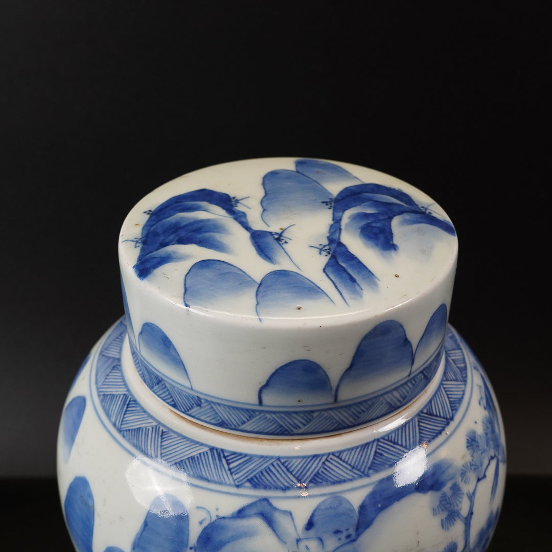 古伊万里 染付山水文 茶壺