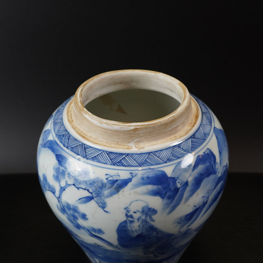 古伊万里 染付山水文 茶壺