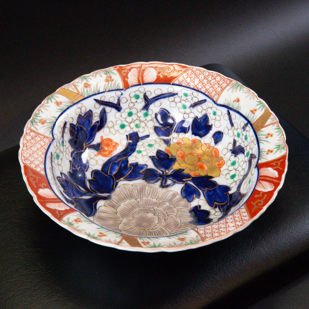 古伊万里 色絵牡丹文 八寸皿 三枚組
