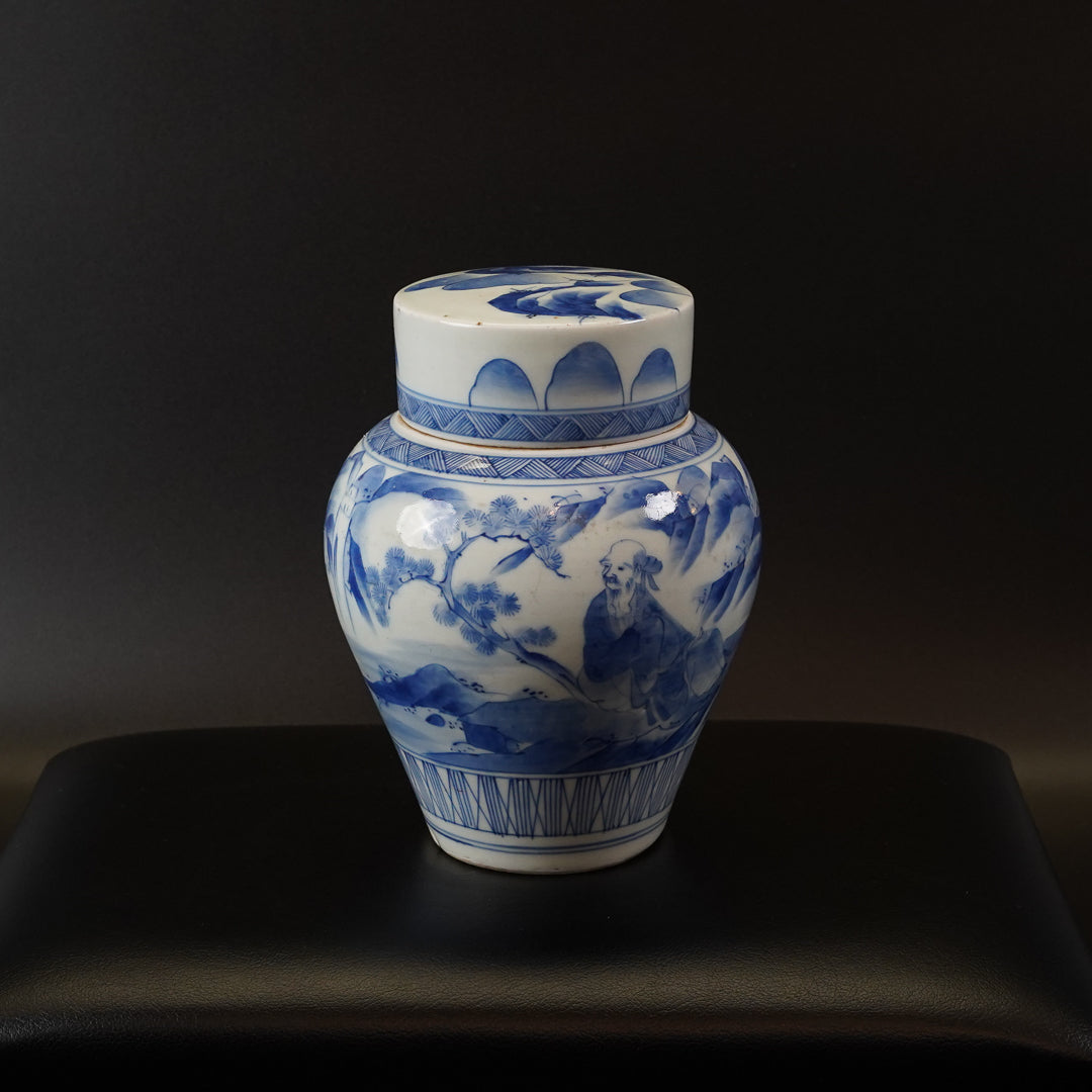 古伊万里 染付山水文 茶壺