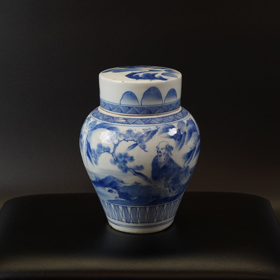 古伊万里 染付山水文 茶壺