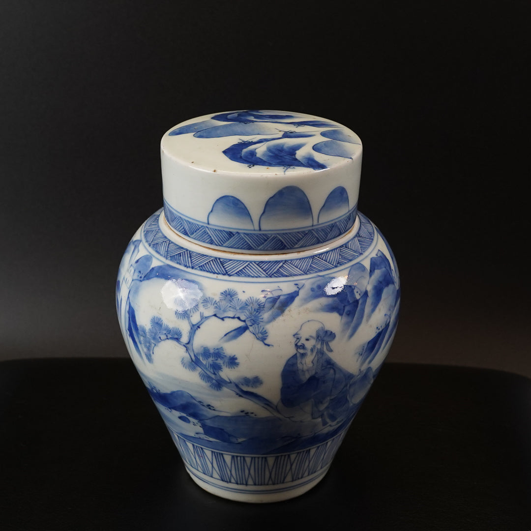 古伊万里 染付山水文 茶壺