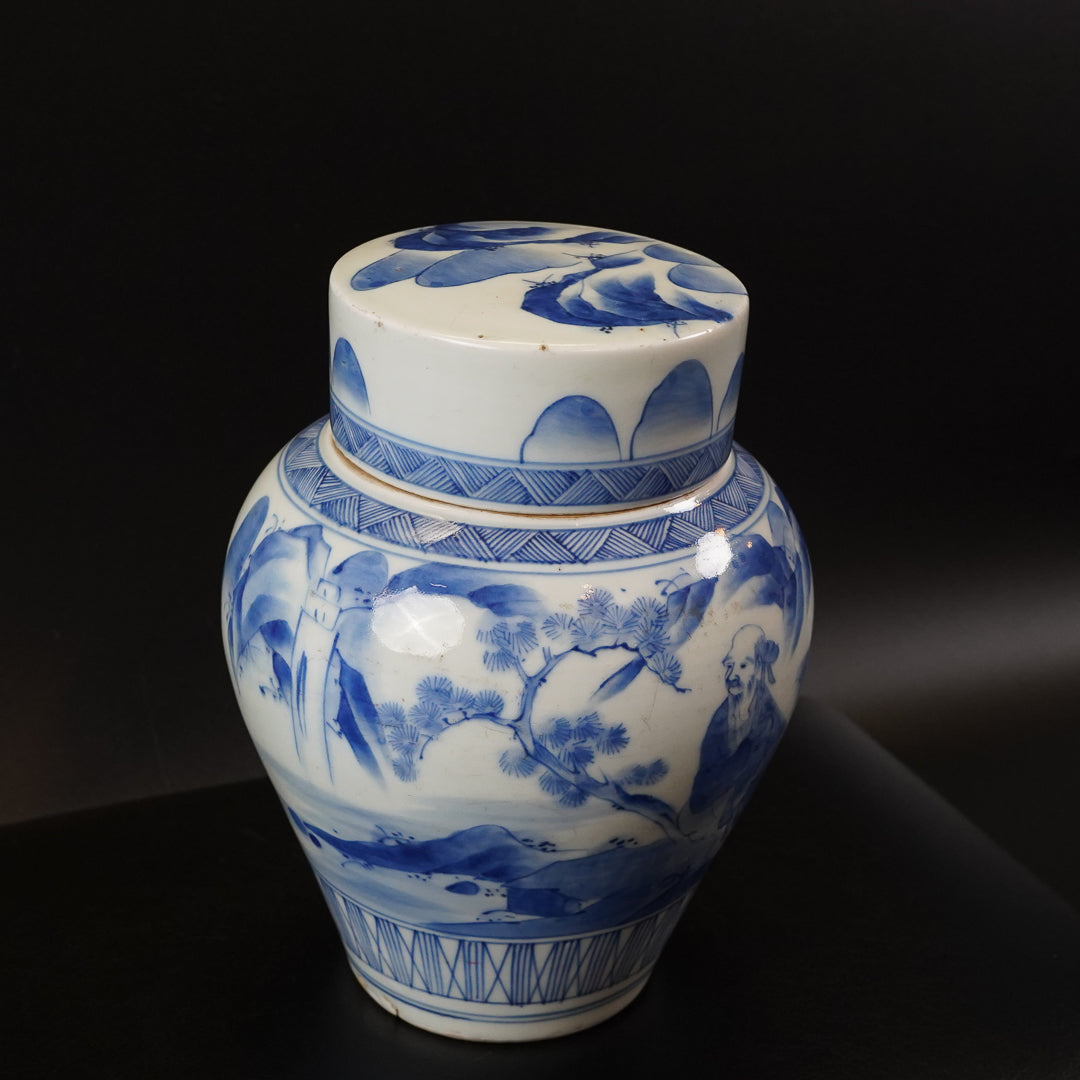 古伊万里 染付山水文 茶壺