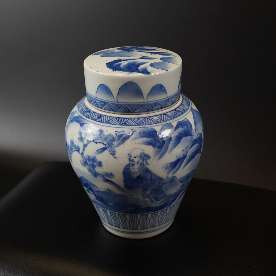 古伊万里 染付山水文 茶壺