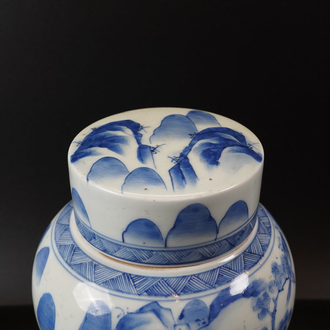 古伊万里 染付山水文 茶壺
