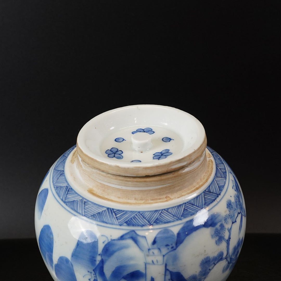 古伊万里 染付山水文 茶壺