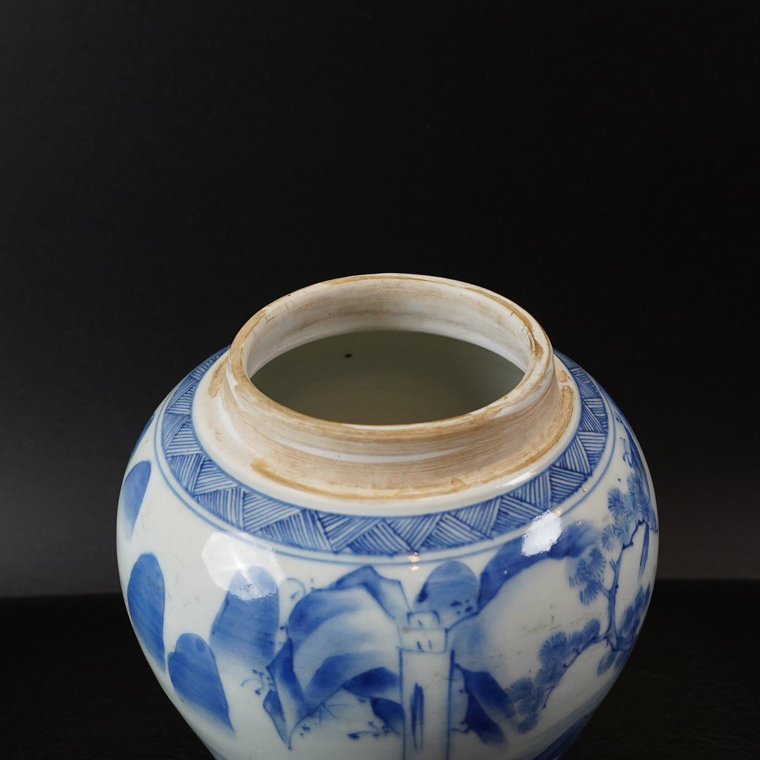 古伊万里 染付山水文 茶壺