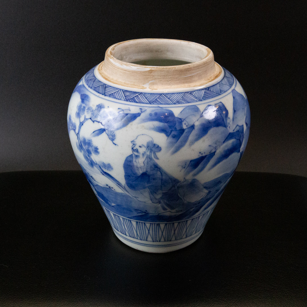 古伊万里 染付山水文 茶壺