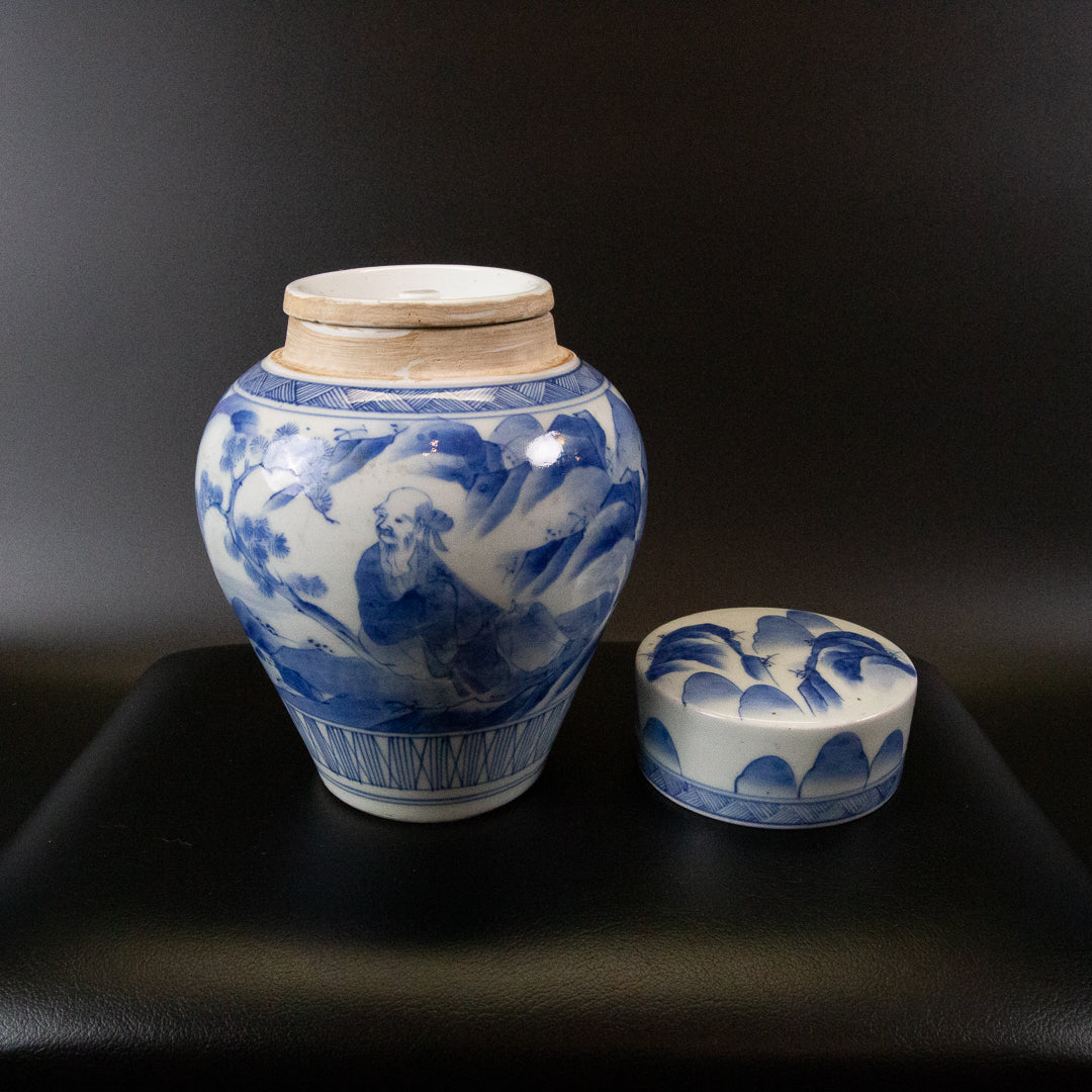 古伊万里 染付山水文 茶壺