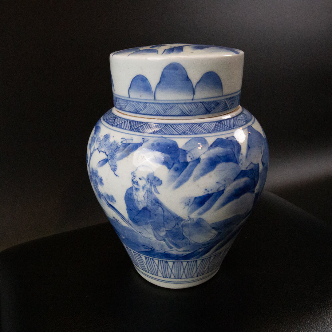 古伊万里 染付山水文 茶壺