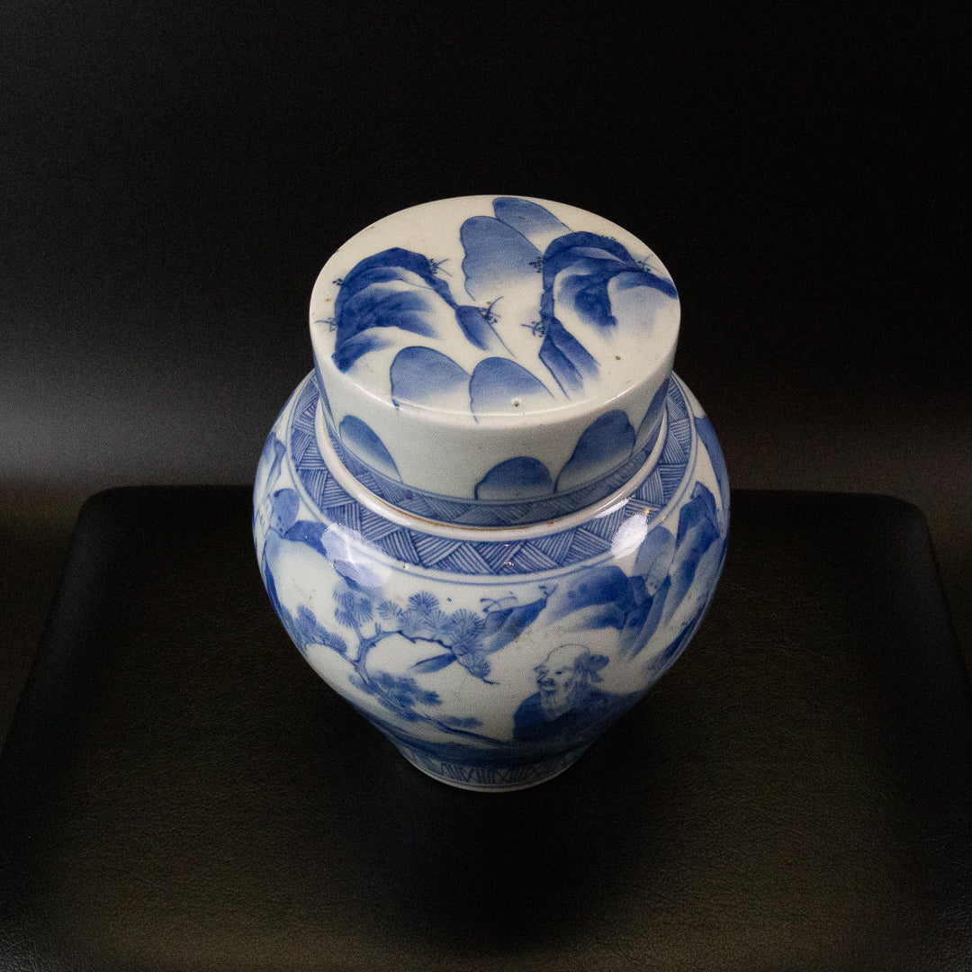 古伊万里 染付山水文 茶壺