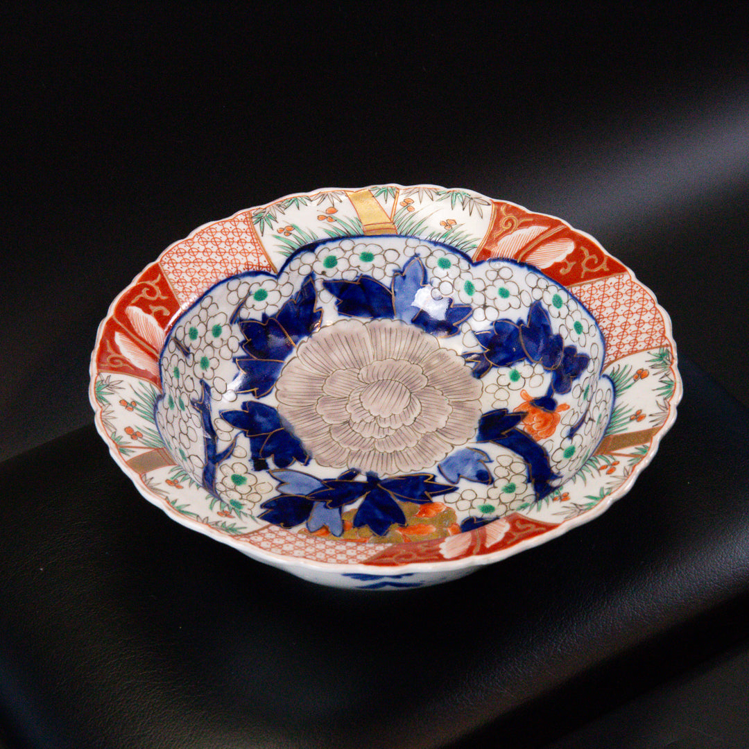 古伊万里 色絵牡丹文 八寸皿 三枚組